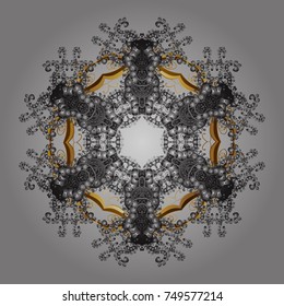 Snowflake ornament Vector illustration. Snowflake isolated. Cute ornament object. Snowflake ornament on a gray, brown and yellow colors.