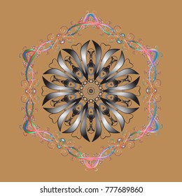 Snowflake ornament Vector illustration. Snowflake isolated. Cute ornament object. Snowflake ornament on a beige, gray and pink colors.