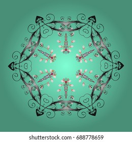 Snowflake ornament Vector illustration. Mandala isolated. Snowflake ornament object. Snowflake ornament on a blue background.