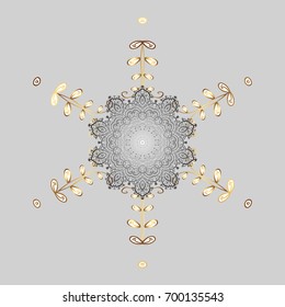 Snowflake ornament Vector illustration. Mandala isolated. Snowflake ornament object. Snowflake ornament on a gray background.