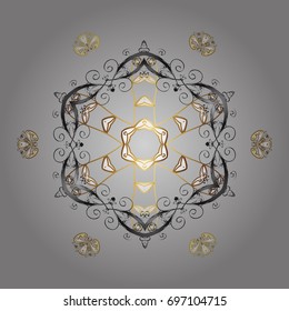 Snowflake ornament Vector illustration. Snowflake ornament object. Snowflake ornament on a gray background. Mandala isolated.