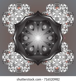 Snowflake ornament Vector illustration. Snowflake ornament object. Snowflake ornament on a grey background. Mandala isolated.