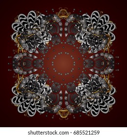 Snowflake ornament Vector illustration. Snowflake ornament on a dark background. Mandala isolated. Snowflake ornament object.