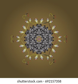 Snowflake ornament Vector illustration. Snowflake ornament on a colored background. Branch leaves mandala isolated ornament object.