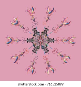 Snowflake ornament Vector illustration. Snowflake ornament on a pink background. Mandala isolated. 