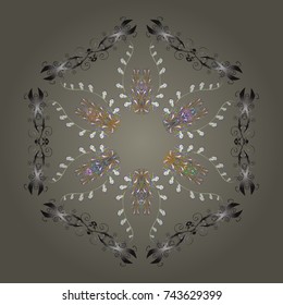 Snowflake ornament Vector illustration. Snowflake ornament on a beige, gray and neutral colors. Snowflake isolated. Cute ornament object.
