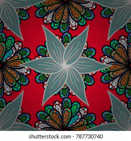 Snowflake ornament. Vector illustration. Snowflake ornament on a red, black and blue colors. Cute ornament object.