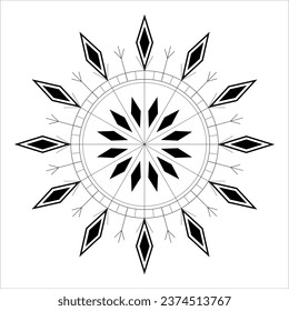 Snowflake ornament vector illustration. Small mandala on white background. Decorative design element.