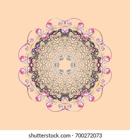 Snowflake ornamental pattern. Flat design with abstract snowflakes isolated on colorful background. Snowflakes background. Vector illustration. Snowflakes pattern.