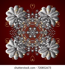 Snowflake ornamental pattern. Flat design of snowflakes isolated on colorful background. Snowflakes background. Vector illustration. Snowflakes pattern.