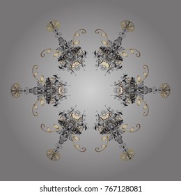 Snowflake ornamental pattern. Flat design with abstract snowflakes isolated on background. Vector illustration. Snowflakes pattern. Snowflakes background.