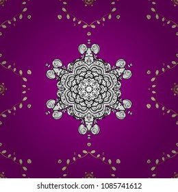 Snowflake ornamental pattern. Snowflakes pattern. Snowflakes background. Flat design with abstract snowflakes isolated on background. Raster illustration.