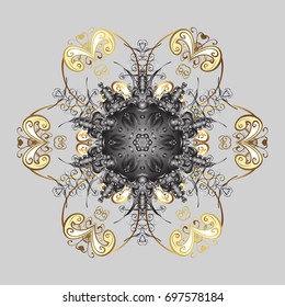 Snowflake ornamental pattern. Snowflakes background. Flat design of snowflakes isolated on colorful background. Snowflakes pattern. Vector illustration.