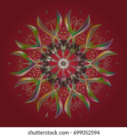 Snowflake ornamental pattern. Snowflakes background. Flat design of snowflakes isolated on colorful background. Snowflakes pattern. Vector illustration.