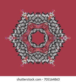 Snowflake ornamental pattern. Snowflakes pattern. Snowflakes background. Flat design of snowflakes isolated on colorful background. Vector illustration.