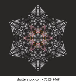 Snowflake ornamental pattern. Snowflakes background. Vector illustration. Flat design with abstract snowflakes isolated on colorful background. Snowflakes pattern.