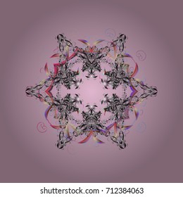 Snowflake ornamental pattern. Snowflakes background. Vector illustration. Flat design of snowflakes isolated on colorful background. Snowflakes pattern.
