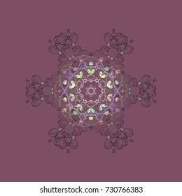 Snowflake ornamental pattern. Snowflakes pattern. Snowflakes background. Flat design with abstract snowflakes isolated on background. Vector illustration.