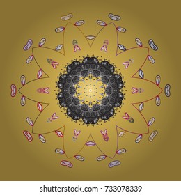 Snowflake ornamental pattern. Snowflakes background. Vector illustration. Flat design of snowflakes isolated on colorful background. Snowflakes pattern.