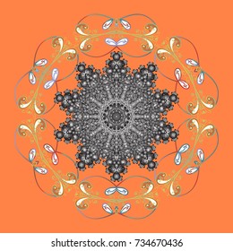 Snowflake ornamental pattern. Snowflakes background. Flat design of snowflakes isolated on colorful background. Snowflakes pattern. Vector illustration.