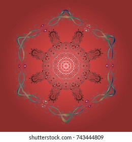 Snowflake ornamental pattern. Snowflakes background. Flat design with abstract snowflakes isolated on background. Snowflakes pattern. Vector illustration.