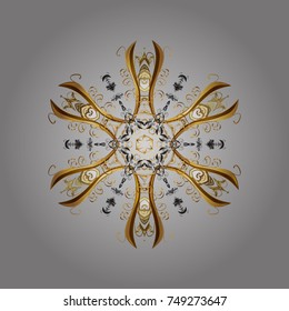 Snowflake ornamental pattern. Snowflakes background. Flat design with abstract snowflakes isolated on background. Snowflakes pattern. Vector illustration.
