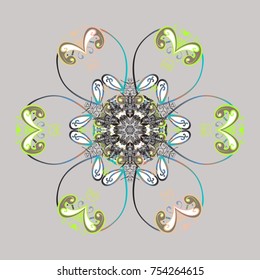 Snowflake ornamental pattern. Snowflakes background. Snowflakes pattern. Vector illustration. Flat design with abstract snowflakes isolated on background.
