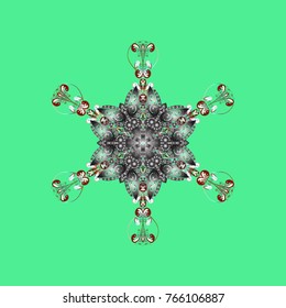 Snowflake ornamental pattern. Snowflakes background. Vector illustration. Flat design with abstract snowflakes isolated on background. Snowflakes pattern.