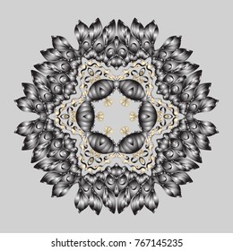 Snowflake ornamental pattern. Snowflakes pattern. Snowflakes background. Flat design of snowflakes isolated on colorful background. Vector illustration.