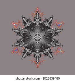 Snowflake ornamental pattern. Snowflakes pattern. Flat design of snowflakes isolated on colorful background. Vector illustration.