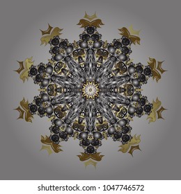 Snowflake ornamental pattern. Snowflakes pattern. Flat design of snowflakes isolated on colorful background. Vector illustration. Snowflakes background.