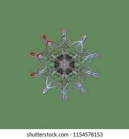 Snowflake ornamental pattern. Snowflakes pattern. Flat design with abstract snowflakes isolated on colorful background. Vector illustration. Snowflakes background.