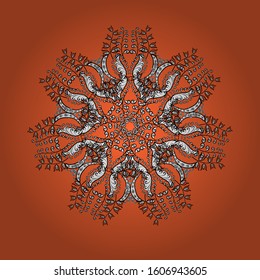 Snowflake ornamental pattern. Snowflakes pattern. Flat design of snowflakes isolated on colorful background. Snowflakes background. Vector illustration.