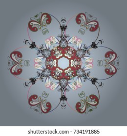 Snowflake ornamental pattern. Snowflakes pattern. Flat design with abstract snowflakes isolated on background. Vector illustration. Snowflakes background.