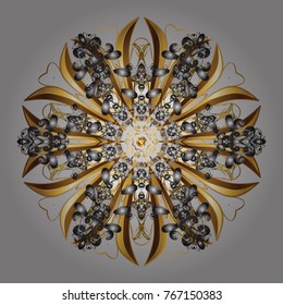 Snowflake ornamental pattern. Snowflakes pattern. Flat design with abstract snowflakes isolated on background. Vector illustration. Snowflakes background.