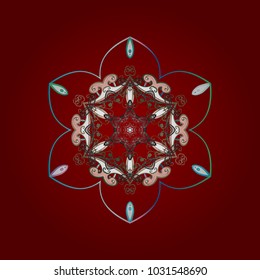 Snowflake ornamental pattern. Snowflakes pattern. Vector illustration. Snowflakes background. Flat design of snowflakes isolated on colorful background.