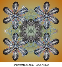 Snowflake ornamental pattern. Snowflakes pattern. Vector illustration. Snowflakes background. Flat design of snowflakes isolated on colorful background.