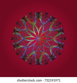 Snowflake ornamental pattern. Snowflakes pattern. Vector illustration. Snowflakes background. Flat design with abstract snowflakes isolated on background.