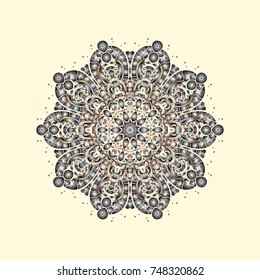 Snowflake ornamental pattern. Snowflakes pattern. Vector illustration. Snowflakes background. 