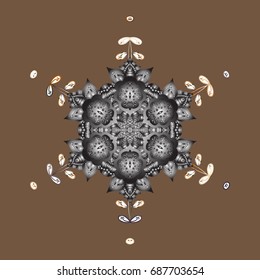 Snowflake ornamental pattern. Vector illustration. Snowflakes background. Snowflakes pattern. Flat design of snowflakes isolated on colorful background.
