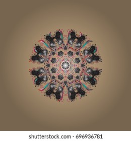 Snowflake ornamental pattern. Vector illustration. Snowflakes background. Snowflakes pattern. Flat design of snowflakes isolated on colorful background.