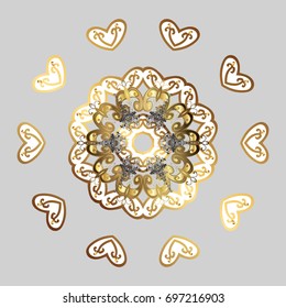 Snowflake ornamental pattern. Vector illustration. Snowflakes pattern. Flat design of snowflakes isolated on colorful background. Snowflakes background.