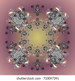 Snowflake ornamental pattern. Vector illustration. Snowflakes pattern. Flat design of snowflakes isolated on colorful background. Snowflakes background.