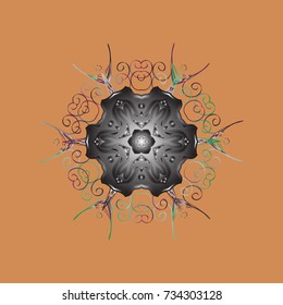 Snowflake ornamental pattern. Vector illustration. Snowflakes background. Snowflakes pattern. Flat design with abstract snowflakes isolated on background.
