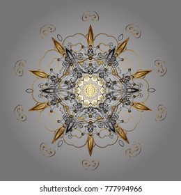 Snowflake ornamental pattern. Vector illustration. Snowflakes background. Snowflakes pattern. Flat design with abstract snowflakes isolated on background.