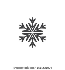 Snowflake ornate line icon. linear style sign for mobile concept and web design. Frozen snowflake outline vector icon. Symbol, logo illustration. Vector graphics