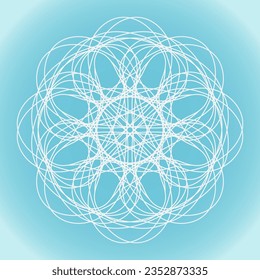 Snowflake of ornate shape and structure on a blue gradient background