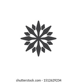 Snowflake ornate vector icon. filled flat sign for mobile concept and web design. Christmas snowflake glyph icon. Symbol, logo illustration. Vector graphics