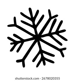 Snowflake outline festive winter icon. Doodle Christmas vector illustration on white background