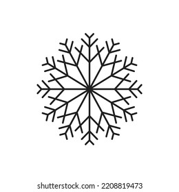 Snowflake outline icon isolated on white background. Decorative element for Christmas and New Year design.Vector illustration.